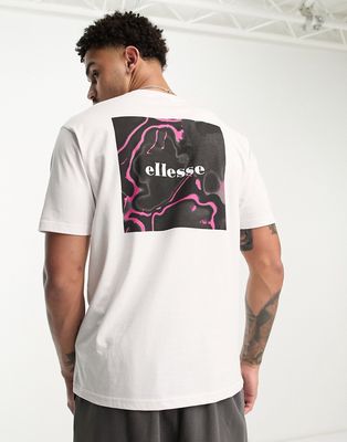 ellesse Vipera t-shirt with back pink acid print in white