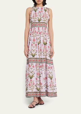 Elliana Floral Linen Sleeveless Maxi Dress