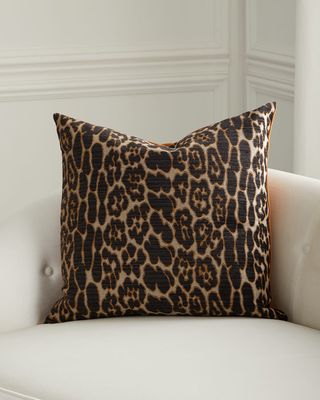 Ellina Espresso Leopard-Pattern Pillow, 24" Square