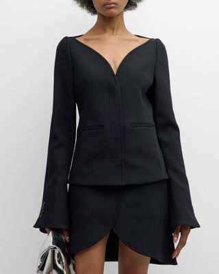 Ellipse V-Neck Heritage Crepe Tailored Jacket