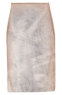 ELLISS Euphoric Sheer Mesh Midi Skirt in Brown Print Multi