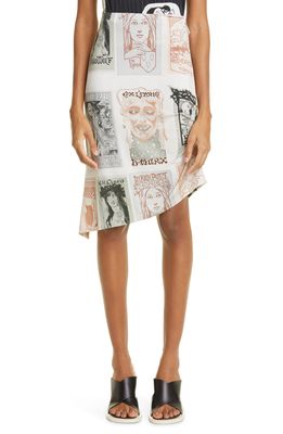 ELLISS Ex Libris Print Asymmetric Stretch Organic Cotton Skirt in Print Multi