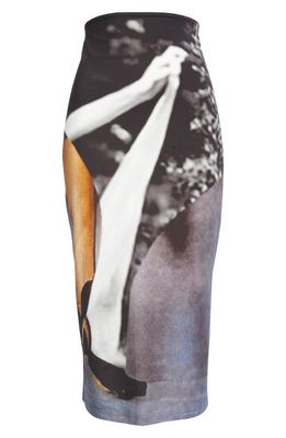 ELLISS Stomp Stretch Organic Cotton Jersey Skirt in Grey Print Multi