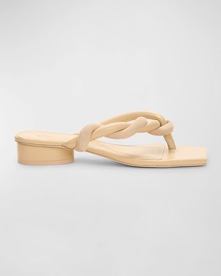 Elm Mixed Leather Twist Thong Sandals
