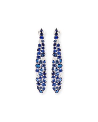 Elongated Blue Sapphire & Diamond Earrings