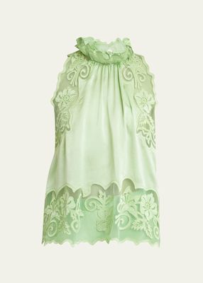 Elowen Sleeveless Floral Embroidered Top