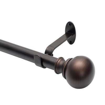 Elrene Home Fashions Cordelia Single Curtain Rod with Globe Ball Finial in Antique Bronze 28" x