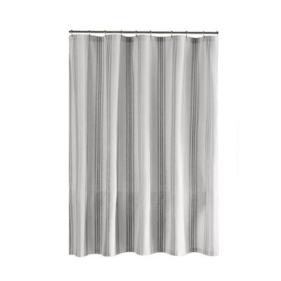 Elrene Home Fashions Farmhouse Living Homestead Stripe Fabric Bathroom Shower Curtain in Black 72" x 72"