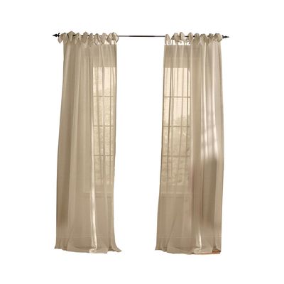 Elrene Home Fashions Vienna Tie-Top Sheer Window Curtain in Flax 52" x