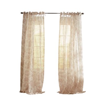 Elrene Home Fashions Westport Floral Tie-Top Sheer Window Curtain in Flax 52" x