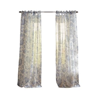 Elrene Home Fashions Westport Floral Tie-Top Sheer Window Curtain in Indigo 52" x