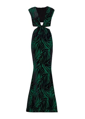 Elsa Palm Twisted Cut-Out Gown