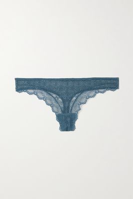 ELSE - Camellia Corded Stretch-lace Thong - Blue