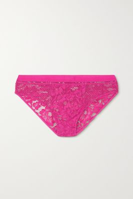 ELSE - Petunia Stretch-mesh And Corded Lace Briefs - Pink