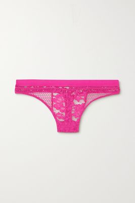 ELSE - Petunia Stretch-mesh And Corded Lace Thong - Pink