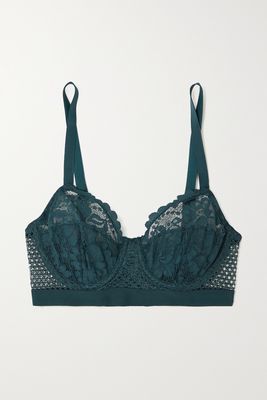 ELSE - Petunia Stretch-mesh And Corded Lace Underwired Bra - Blue
