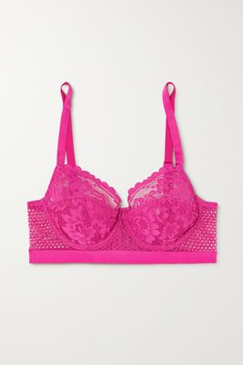 ELSE - Petunia Stretch-mesh And Corded Lace Underwired Bra - Pink