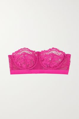 ELSE - Petunia Stretch-mesh And Corded Lace Underwired Strapless Balconette Bra - Pink