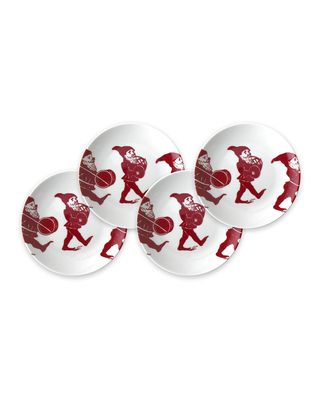 Elves Red Canapes Plates, Set of 4