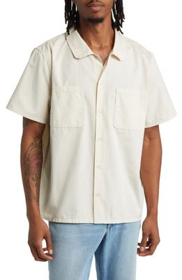 Elwood Logo Back Short Sleeve Button-Up Work Shirt in Antique White