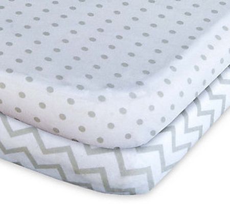 Ely's & Co. Set of 2 Grey Chevron and Dots Bass inet Sheets