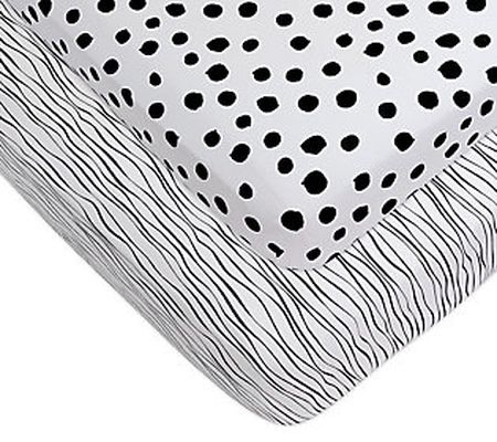 Ely's & Co. Set of 2 Printed Jersey Cotton Crib Sheets