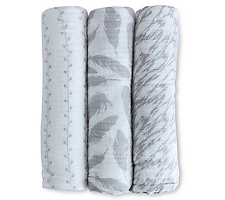Ely's & Co. Set of 3 Gray Cotton Muslin Swaddle Blankets