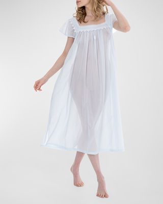Elyse 2 Ruched Square-Neck Cotton Nightgown
