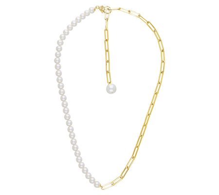 Elyse Ryan 14K Gold Clad & Cultured Pearl Paper clip Necklace