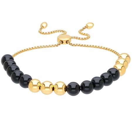 Elyse Ryan 14K Gold Clad & Onyx Adjustable Bead Bracelet