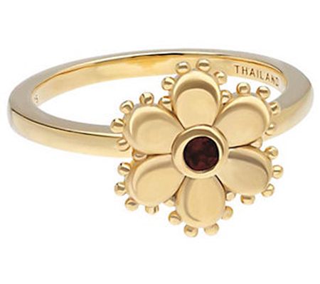 Elyse Ryan 14K Gold Clad Garnet Flower Ring