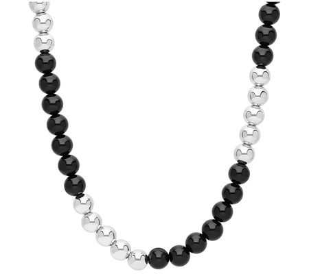 Elyse Ryan Sterling Silver & Onyx Adjustable Be ad Necklace
