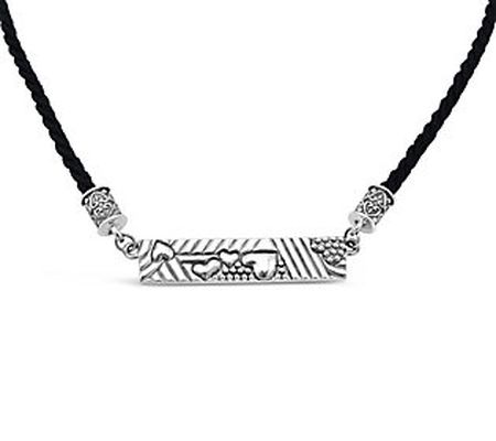 Elyse Ryan Sterling Silver Bar Cord Necklace