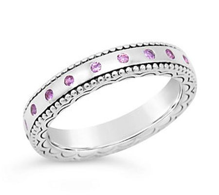 Elyse Ryan Sterling Silver Pink Sapphire S tack Ring