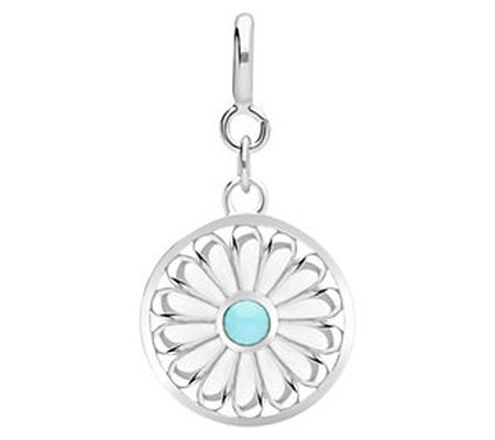 Elyse Ryan Sterling Silver Turquoise Flower Cha rm