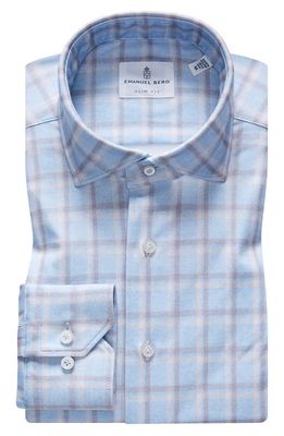 Emanuel Berg 4Flex Modern Fit Check Knit Button-Up Shirt in Bright Blue