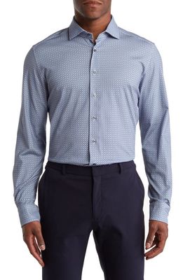 Emanuel Berg 4Flex Modern Fit Knit Button-Up Shirt in Bright Blue