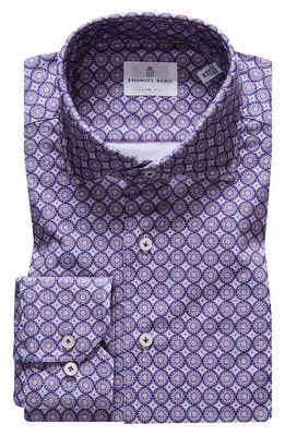 Emanuel Berg 4Flex Modern Fit Medallion Print Knit Button-Up Shirt in Medium Purple