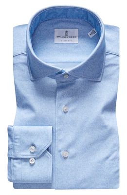 Emanuel Berg 4Flex Modern Fit Patterned Knit Button-Up Shirt in Bright Blue