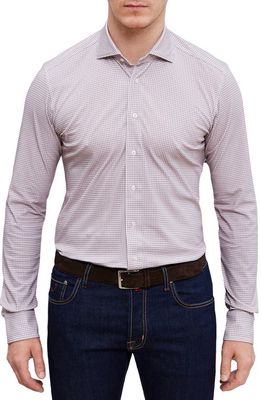 Emanuel Berg 4Flex Modern Fit Print Knit Button-Up Shirt in Pink