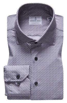 Emanuel Berg 4Flex Slim Fit Geometric Pattern Knit Button-Up Shirt in Medium Grey