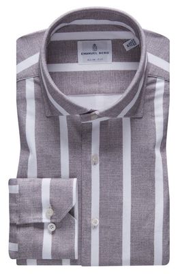 Emanuel Berg 4Flex Slim Fit Knit Button-Up Shirt in Grey
