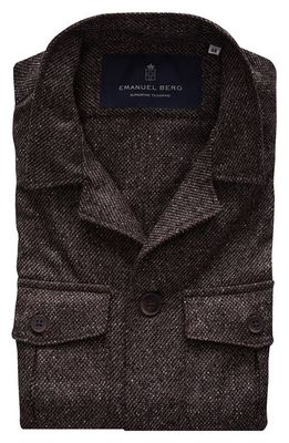Emanuel Berg Dobby Wool Blend Shirt Jacket in Dark Brown