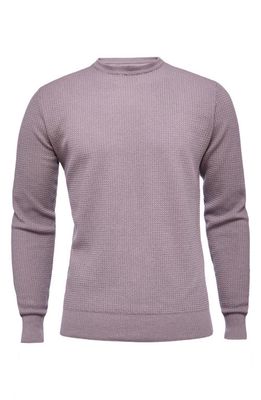 Emanuel Berg Light Gauge Textured Wool & Cotton Blend Crewneck Sweater in Light Purple