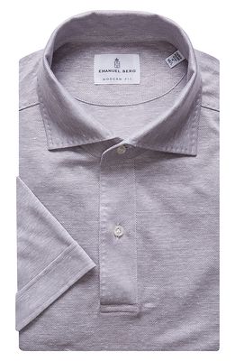 Emanuel Berg Linen & Cotton Polo in Light Grey