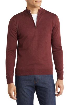 Emanuel Berg Merino Wool Half Zip Sweater in Dark Red
