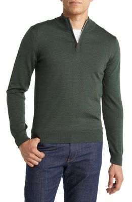 Emanuel Berg Merino Wool Half Zip Sweater in Dk Green