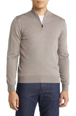 Emanuel Berg Merino Wool Half Zip Sweater in Taupe
