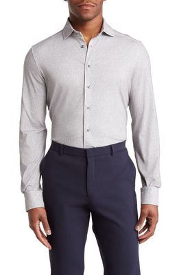 Emanuel Berg Modern 4Flex Stretch Cotton Knit Button-Up Shirt in Medium Grey