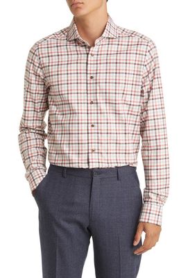 Emanuel Berg Plaid Brushed Twill Button-Up Shirt in Light Beige